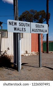 New South Wales And South Australia Border Signage On The Barrier Highway, Australia.