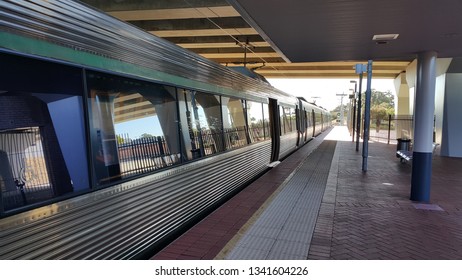 New South Wales, Australia - February 2018: Empty Train Station/platform In Daylight.