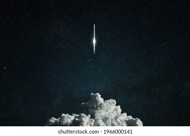 New spacecraft overcomes gravity and lift off into deep space. Successful rocket launch, concept - Shutterstock ID 1966000141