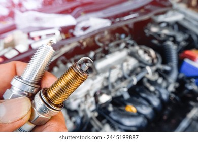 new spark plug car engine close up
