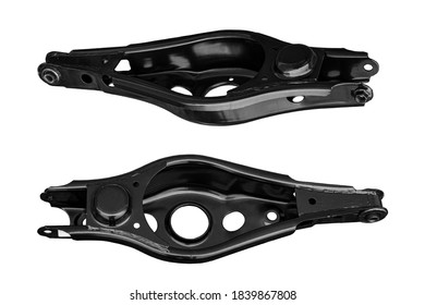 New Spring Metal Car Suspension Arm In Two Positions On A White Background