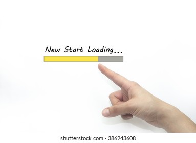 New Start Loading Bar With Hand,  Life Style Concept. Isolated On White