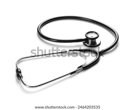 New stethoscope on white background. Medical instrument