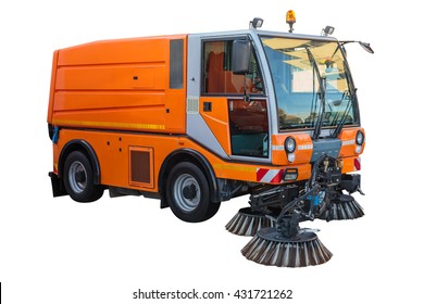 New street sweeper machine isolated with clipping path