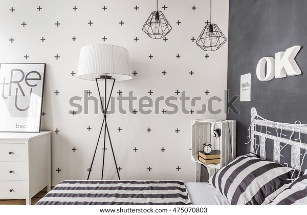 New Style Bedroom Chalkboard Wall Pattern Royalty Free