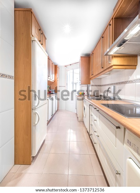 New Stylish Bright Kitchen Wooden Cabinets Stock Photo Edit Now