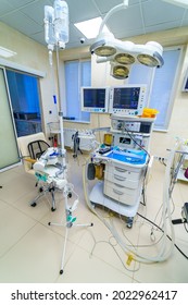 New stylish modern operating room in hospital. New light surgery ward.