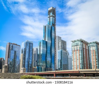 A new supertall luxury residential tower rises in Chicago, IL. - Shutterstock ID 1508184116