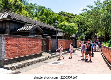 New Taipei City, Taiwan- August 17, 2022: Tourists Visit The Japanese-Style Four-Joint Residence At New Taipei City Gold Museum, Taiwan.