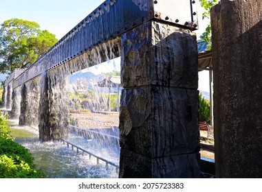 New Taipei City,Taiwan - Nov 5th,2021: Waterfall Gate At Yuan-dao Guanyin Temple