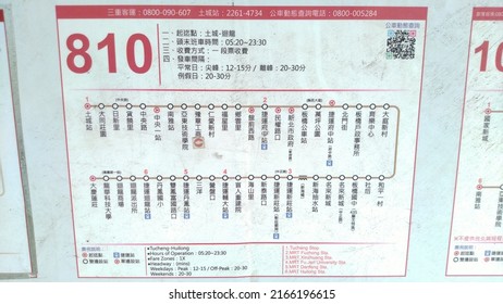 New Taipei City,Taiwan-05.28.2022:old Version 810 Bus Route Map