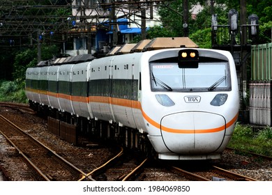 New Taipei, Taiwan-5／3／2021: The Taroko Express Train Operated By Taiwan Railway TEMU1000.