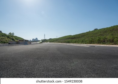 New Tarmac Road With Sky Low Angle Perspective Landscape