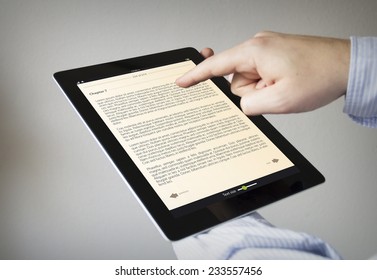 New Technologies Concept: Hands With Touchscreen Ebook