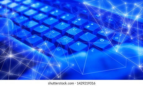 New technology algorithm programming, abstract geometrical shapes connection