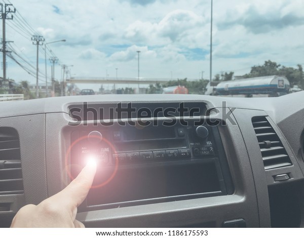 new\
technology and transportation concept from classic interior and\
display control in old car with old panel\
control