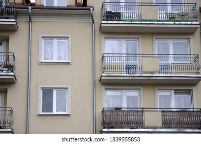 New Tenement House  Front Wall View With Balconies 