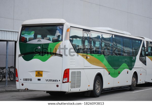 New Territories, Hong Kong - August 14,2012: European,
Japanese and Chinese Kwoon Chung Motor Company Coaches were
operating in Lantau Island and Yuen Long for Private Chartered Bus
Services. 