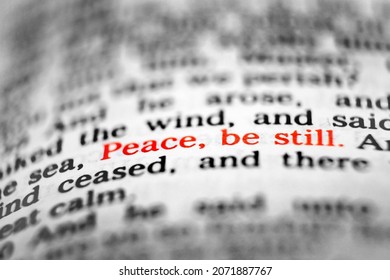 New Testament Scriptures from the Bible peace be still quote - Shutterstock ID 2071887767