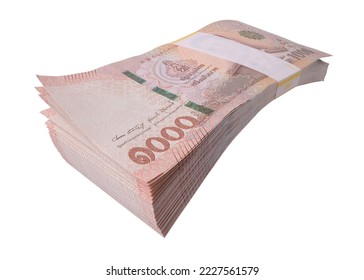 New Thai Banknote 1000 baht stacking isolated on white background. This has clipping path . ( Photo stacking full depth field focus full sharpen) - Shutterstock ID 2227561579