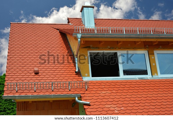 New Tiled Roof Beaver Tail Tiles Stock Photo Edit Now 1113607412