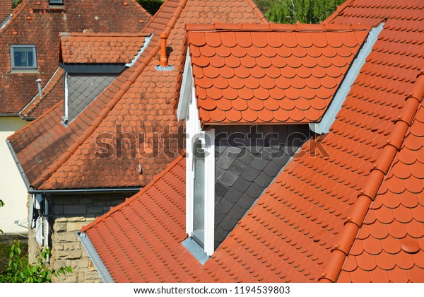 New Tiled Roof Dormer Windows Covered Stock Photo Edit Now 1194539803