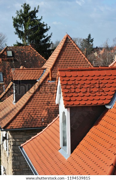 New Tiled Roof Dormer Windows Covered Stock Photo Edit Now 1194539815