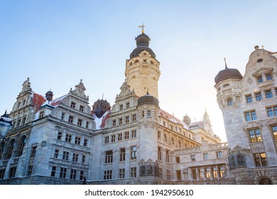 New Town Hall In Leipzig In Winter.