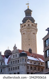 New Town Hall In Leipzig In Winter.