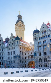 New Town Hall In Leipzig In Winter.