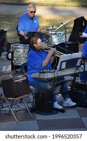 New Ulm, MN USA - 06-21-2021 - Trumpet Player In A Folk Polka Band