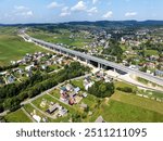 New viaduct  on Zakopianka road in Poland over Klikuszowa village, main place of traffic jams. New fragment of highway from Rdzawka to Nowy Targ just opened for traffic in September 2024