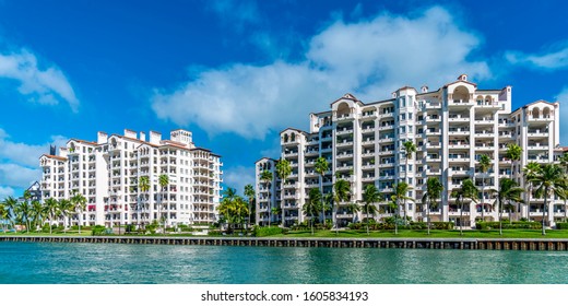 New waterfront condominium buildings in Miami.