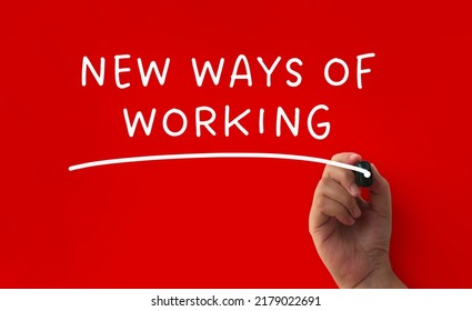 New Ways Of Working Text On Red Cover Background. New Ways Of Working Concept