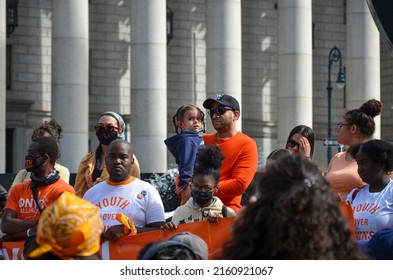 New Wear Orange And Gather To Honor All Those Lost To Gun Violence In Buffalo, Texas, NYC And Across America, At Foley Square, New York City On May 26, 2022. 

