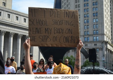 New Wear Orange And Gather To Honor All Those Lost To Gun Violence In Buffalo, Texas, NYC And Across America, At Foley Square, New York City On May 26, 2022. 

