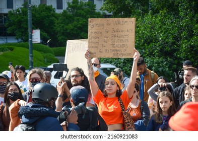 New Wear Orange And Gather To Honor All Those Lost To Gun Violence In Buffalo, Texas, NYC And Across America, At Foley Square, New York City On May 26, 2022. 

