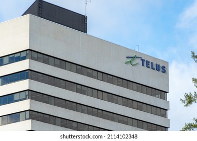 "New Westminster, BC, Canada - 12.23.2021 - Telus telecommunications and internet services building in Canada ."