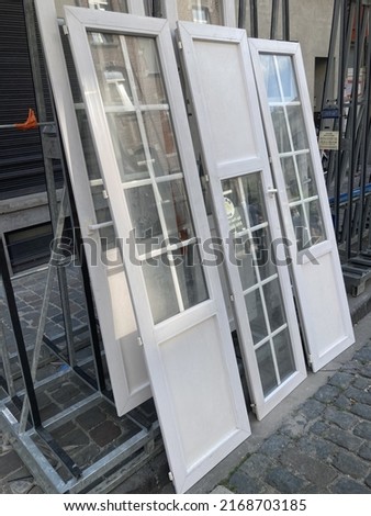 New windows, ready for installation in a renovated old building