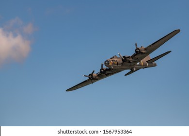 NEW WINDSOR NY - SEPTEMBER 15 2018: World War II era Boeing B-17 Flying Fortress bomber aircraft the Memphis Belle