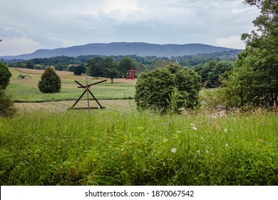 New Windsor, NY, USA, July 30, 2020: Mark Di Suvero’s E=MC2 And Figolu At Storm King 