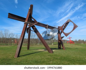 New Windsor, NY - USA - Nov. 22, 2014: A View Of Mark Di Suvero's Beethoven's Quartet, 2003. Located In Storm King Art Center, A 500-acre Outdoor Museum Located In New York’s Hudson Valley.