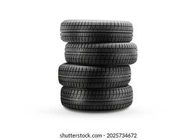 new winter tires, a stack of isolate on a white background