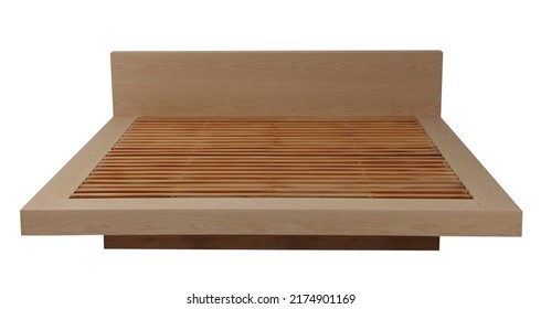 New Wooden Bed Frame On White Background
