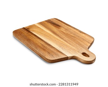New wooden cutting board on white background - Shutterstock ID 2281311949