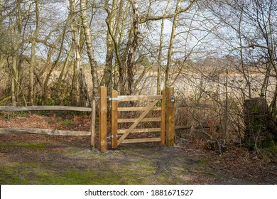 New wooden gate in the countryside