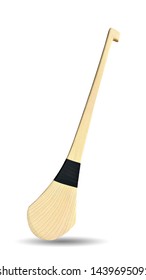 New Wooden Irish Hurley Stick Isolated On White Background. This Has Clipping Path. 