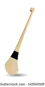 New Wooden Irish Hurley Stick Isolated On White Background. This Has Clipping Path. 