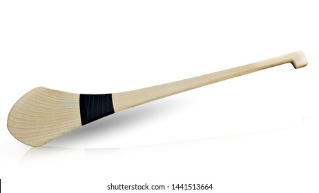 New wooden Irish hurley stick isolated on white background. This has clipping path. 