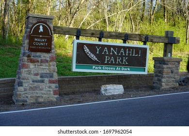 New Yanahli State Park Entrance Near Columbia, TN In Maury County. 4/2020.